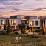 ENEA Residence — комплексът от къщи в Горна баня привечер