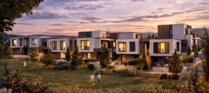 ENEA Residence — комплексът от къщи в Горна баня привечер