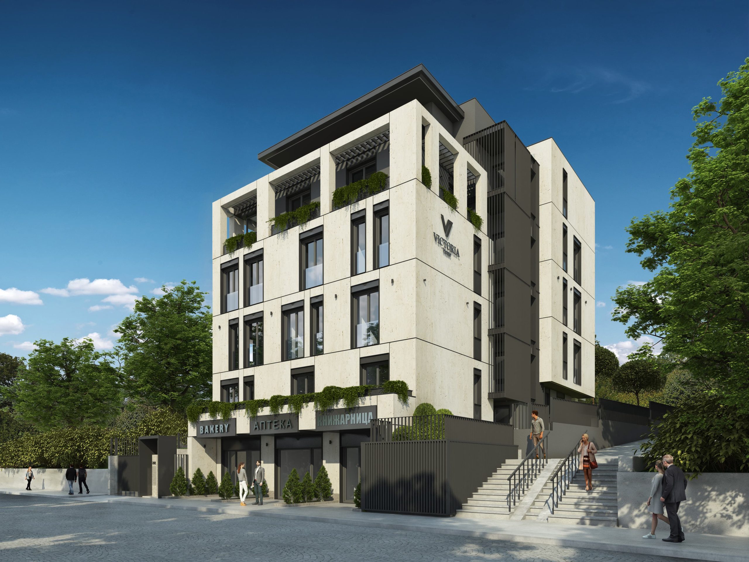 Фасада на Victoria Home — нова жилищна сграда в кв. Симеоново, София
